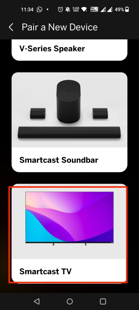 vizio smart cast tv pair device