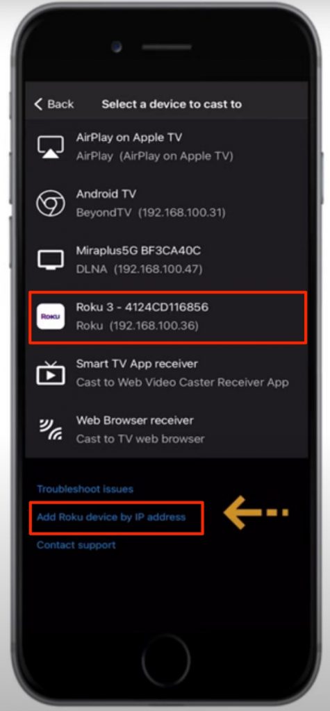 add roku device by ip address